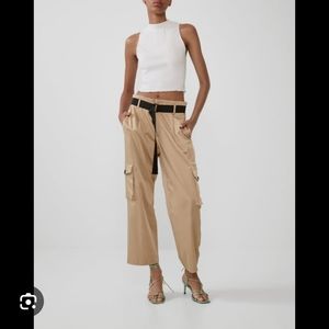 Zara Satin effect pants with black removable belt